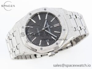 Audermars Piguet Royal Oak 41mm Frosted SS APSF 1:1 Best Edition Gray Textured Dial on SS Bracelet SA3120 Super Clone - Image 6