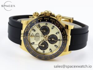Rolex Daytona 116518 APSF 1:1 Best Edition YG/Black Dial on Oysterflex Rubber Strap SH4130 - Image 5