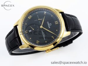 Omega De Ville Power Reserve YG MKF 1:1 Best Edition Black Dial on Black Leather Strap A8810 - Image 6