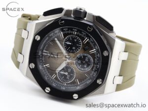 Audermars Piguet Royal Oak Offshore 44mm SS Black Ceramic Bezel APF 1:1 Best Edition Brown Dial on Brown Rubber Strap A4401 - Image 5