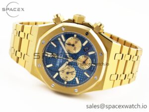 Audermars Piguet Royal Oak Chrono 26331 YG IPF 1:1 Best Edition Blue/YG Dial on YG Bracelet A7750 - Image 5