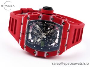 Richard Mille RM035 RED CARBON SONIC BEST EDITION SKELETON DIAL ON RED RUBBER STRAP CLONE RMUL2 - Image 5