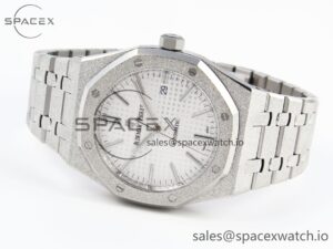 Audermars Piguet Royal Oak 41mm Frosted SS APSF 1:1 Best Edition White Textured Dial on SS Bracelet SA3120 Super Clone - Image 5