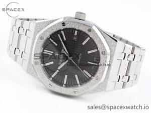 Audermars Piguet Royal Oak 41mm Frosted SS APSF 1:1 Best Edition Gray Textured Dial on SS Bracelet SA3120 Super Clone - Image 5