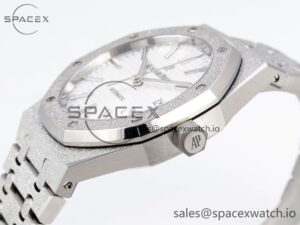 Audermars Piguet Royal Oak 41mm Frosted SS APSF 1:1 Best Edition White Textured Dial on SS Bracelet SA3120 Super Clone - Image 7