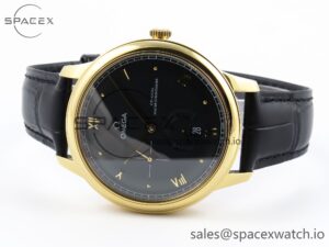 Omega De Ville Power Reserve YG MKF 1:1 Best Edition Black Dial on Black Leather Strap A8810 - Image 5