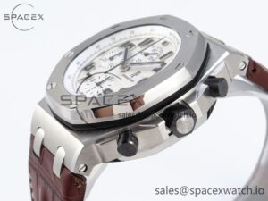 AUDEMARS PIGUET ROYAL OAK OFFSHORE 42MM SAFARI SS APF 1:1 BEST EDITION WHITE DIAL ON BROWN LEATHER STRAP A7750 - Image 7