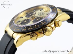Rolex Daytona 116518 APSF 1:1 Best Edition YG/Black Dial on Oysterflex Rubber Strap SH4130 - Image 7