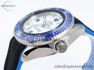 Omega SEAMASTER PLANET OCEAN 6000M ULTRA DEEP 45.5MM SS TF 1:1 BEST EDITION WHITE DIAL BLUE BEZEL ON RUBBER STRAP A2824 - Image 7