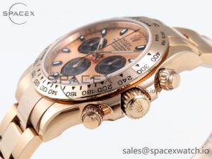 Rolex Daytona 116505 RG OMF Best Edition RG/Black Dial on RG Bracelet A7750 (Slim Movement) - Image 7