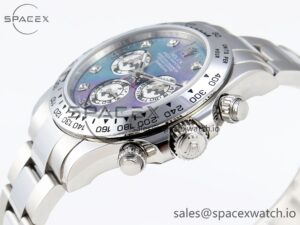 Rolex Daytona 116509 SS OMF Best Edition Blue MOP Dial on SS Bracelet A7750 (Slim Movement) - Image 7