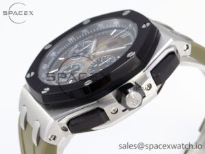 Audermars Piguet Royal Oak Offshore 44mm SS Black Ceramic Bezel APF 1:1 Best Edition Brown Dial on Brown Rubber Strap A4401 - Image 7