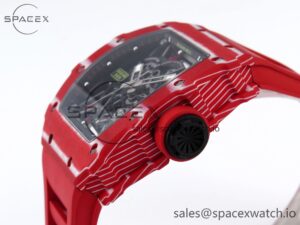 Richard Mille RM035 RED CARBON SONIC BEST EDITION SKELETON DIAL ON RED RUBBER STRAP CLONE RMUL2 - Image 7