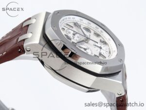 AUDEMARS PIGUET ROYAL OAK OFFSHORE 42MM SAFARI SS APF 1:1 BEST EDITION WHITE DIAL ON BROWN LEATHER STRAP A7750 - Image 8