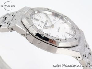 Audermars Piguet Royal Oak 41mm Frosted SS APSF 1:1 Best Edition White Textured Dial on SS Bracelet SA3120 Super Clone - Image 8