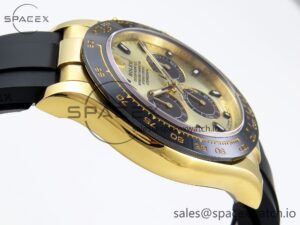 Rolex Daytona 116518 APSF 1:1 Best Edition YG/Black Dial on Oysterflex Rubber Strap SH4130 - Image 8