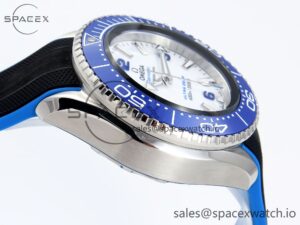 Omega SEAMASTER PLANET OCEAN 6000M ULTRA DEEP 45.5MM SS TF 1:1 BEST EDITION WHITE DIAL BLUE BEZEL ON RUBBER STRAP A2824 - Image 8