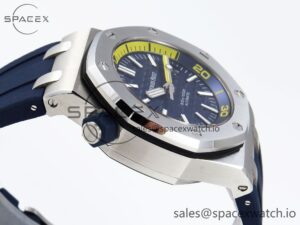 Audermars Piguet Royal Oak Offshore Diver 15710 IPF 1:1 Best Edition Blue Dial on Blue Rubber Strap SA3120 Super Clone - Image 8