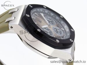 Audermars Piguet Royal Oak Offshore 44mm SS Black Ceramic Bezel APF 1:1 Best Edition Brown Dial on Brown Rubber Strap A4401 - Image 8