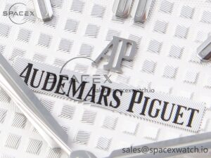 Audermars Piguet Royal Oak 41mm Frosted SS APSF 1:1 Best Edition White Textured Dial on SS Bracelet SA3120 Super Clone - Image 9