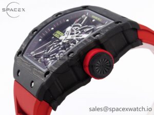 Richard Mille RM035 Black Carbon t+ Best Edition Skeleton Dial on Red Rubber Strap Clone RMUL2 - Image 7