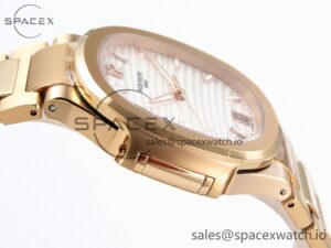 Patek Philippe NAUTILUS 7118 LADIES RG PPF 1:1 BEST EDITION WHITE DIAL ON RG BRACELET 324CS - Image 8