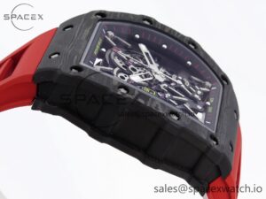 Richard Mille RM035 Black Carbon t+ Best Edition Skeleton Dial on Red Rubber Strap Clone RMUL2 - Image 8