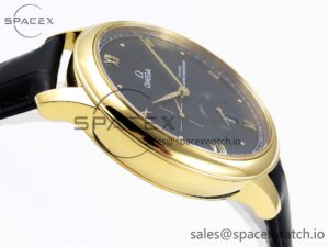 Omega De Ville Power Reserve YG MKF 1:1 Best Edition Black Dial on Black Leather Strap A8810 - Image 8