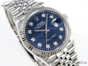 Rolex DateJust 36 126234 Clean 1:1 Best Edition 904L Steel Blue Textured Diamonds Dial on Jubilee Bracelet VR3235 - Image 3