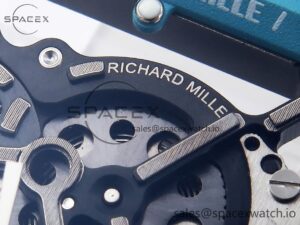 Richard Mille RM055 Transparent SONIC Best Edition Skeleton Blue Dial on White Nylon Strap Clone RMUL2 - Image 9