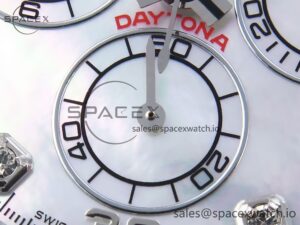 Rolex Daytona 116519 SS OMF Best Edition White MOP Diamonds Dial on Oysterflex Strap A7750 (Slim Movement) - Image 11