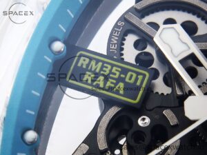 Richard Mille RM055 Transparent SONIC Best Edition Skeleton Blue Dial on White Nylon Strap Clone RMUL2 - Image 11