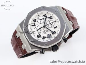 AUDEMARS PIGUET ROYAL OAK OFFSHORE 42MM SAFARI SS APF 1:1 BEST EDITION WHITE DIAL ON BROWN LEATHER STRAP A7750 - Image 6
