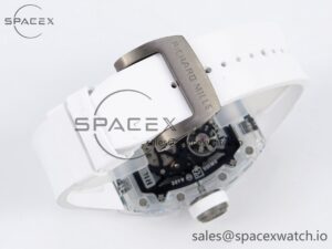 Richard Mille RM055 Transparent SONIC Best Edition Skeleton Blue Dial on White Nylon Strap Clone RMUL2 - Image 14