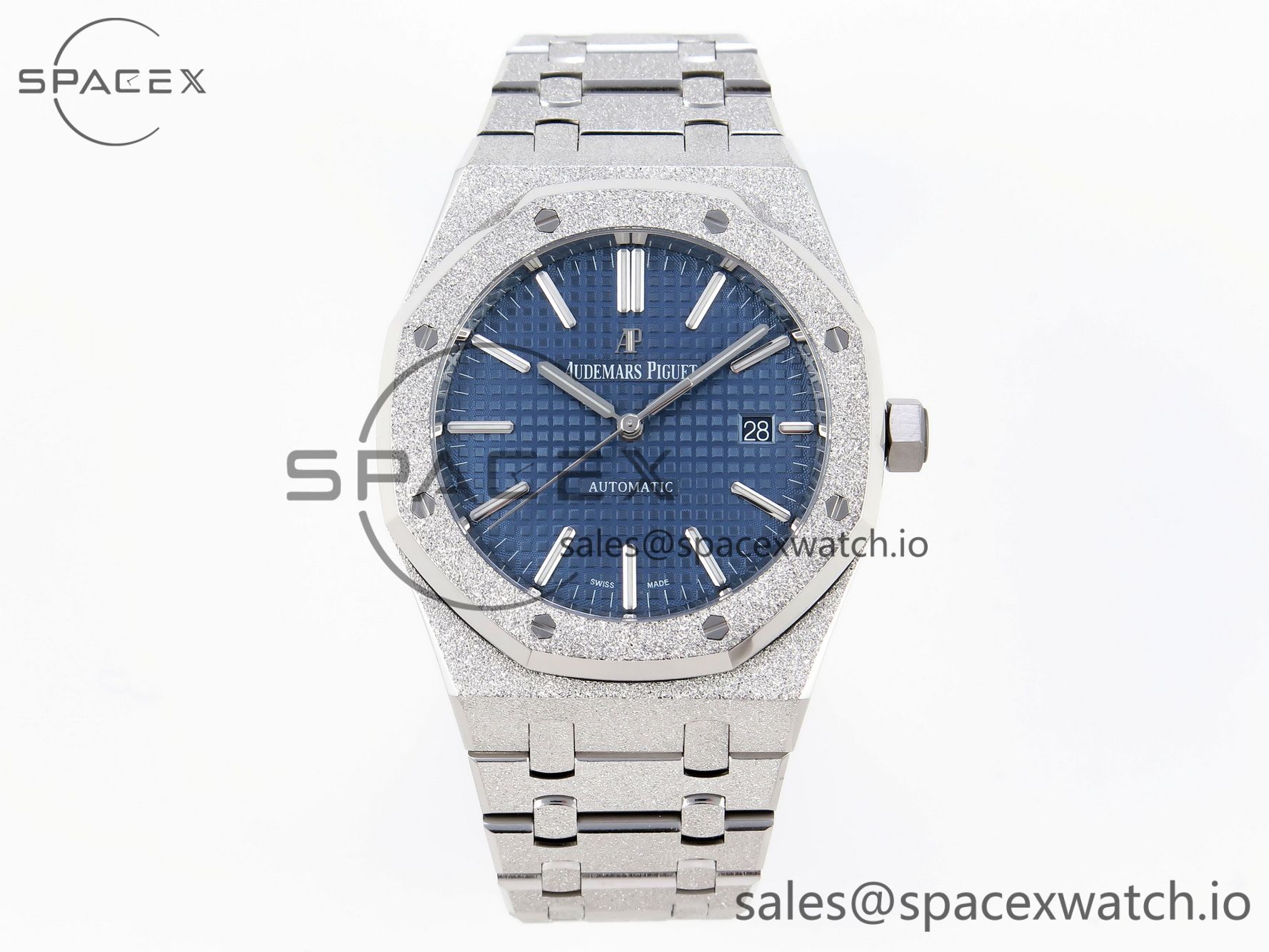 IMG_0015 Audermars Piguet Royal Oak 41mm Frosted SS APSF 1:1 Best Edition Blue Textured Dial on SS Bracelet SA3120 Super Clone - Image 1