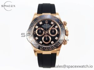 Rolex Daytona 116515 Clean 1:1 Best Edition Black Diamonds Dial on Oysterflex Strap SA4130 V2