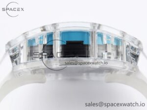 Richard Mille RM055 Transparent SONIC Best Edition Skeleton Blue Dial on White Nylon Strap Clone RMUL2 - Image 12