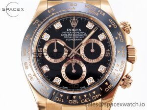 Rolex Daytona 116515 Clean 1:1 Best Edition Black Diamonds Dial on Oysterflex Strap SA4130 V2 - Image 2