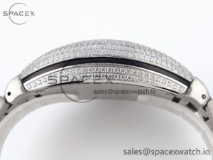 Franck Muller Vanguard SS Full Diamonds ABF Best Edition Diamonds Blue Dial on Diamonds Bracelet A2824 - Image 4