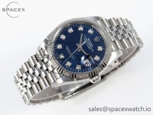Rolex DateJust 36 126234 Clean 1:1 Best Edition 904L Steel Blue Textured Diamonds Dial on Jubilee Bracelet VR3235 - Image 6
