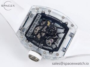 Richard Mille RM055 Transparent SONIC Best Edition Skeleton Blue Dial on White Nylon Strap Clone RMUL2 - Image 15