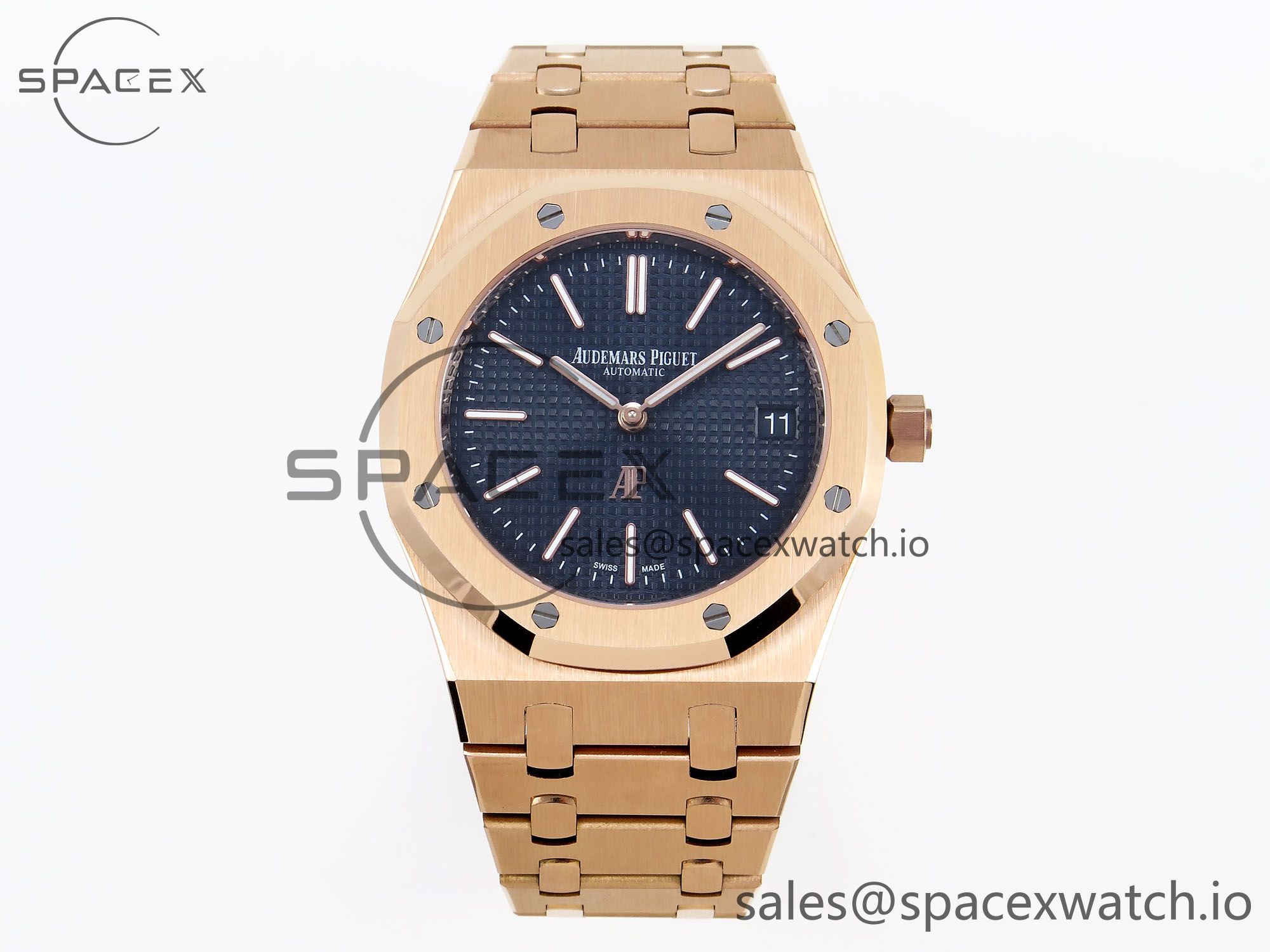 IMG_0021 Audermars Piguet Royal Oak 39mm 15202 RG IPF 1:1 Best Edition Blue Textured Dial on RG Bracelet A2121 - Image 1