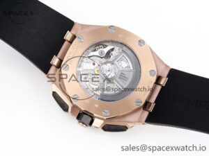 Audermars Piguet Royal Oak Offshore 44mm RG Black Ceramic Bezel APF 1:1 Best Edition Black/Silver Dial on Black Rubber Strap A4401 - Image 17