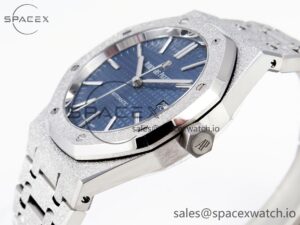 Audermars Piguet Royal Oak 41mm Frosted SS APSF 1:1 Best Edition Blue Textured Dial on SS Bracelet SA3120 Super Clone - Image 7
