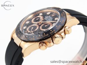Rolex Daytona 116515 Clean 1:1 Best Edition Black Diamonds Dial on Oysterflex Strap SA4130 V2 - Image 8