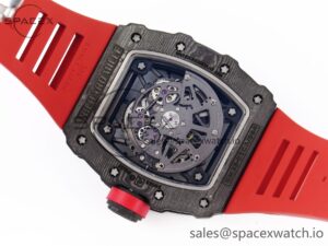 Richard Mille RM035 Black Carbon t+ Best Edition Skeleton Dial on Red Rubber Strap Clone RMUL2 - Image 17