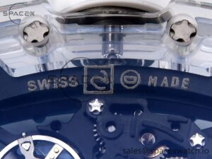 Richard Mille RM055 Transparent SONIC Best Edition Skeleton Blue Dial on White Nylon Strap Clone RMUL2 - Image 18
