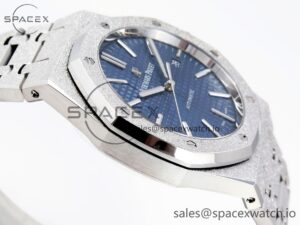Audermars Piguet Royal Oak 41mm Frosted SS APSF 1:1 Best Edition Blue Textured Dial on SS Bracelet SA3120 Super Clone - Image 8