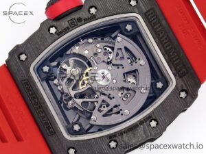 Richard Mille RM035 Black Carbon t+ Best Edition Skeleton Dial on Red Rubber Strap Clone RMUL2 - Image 18