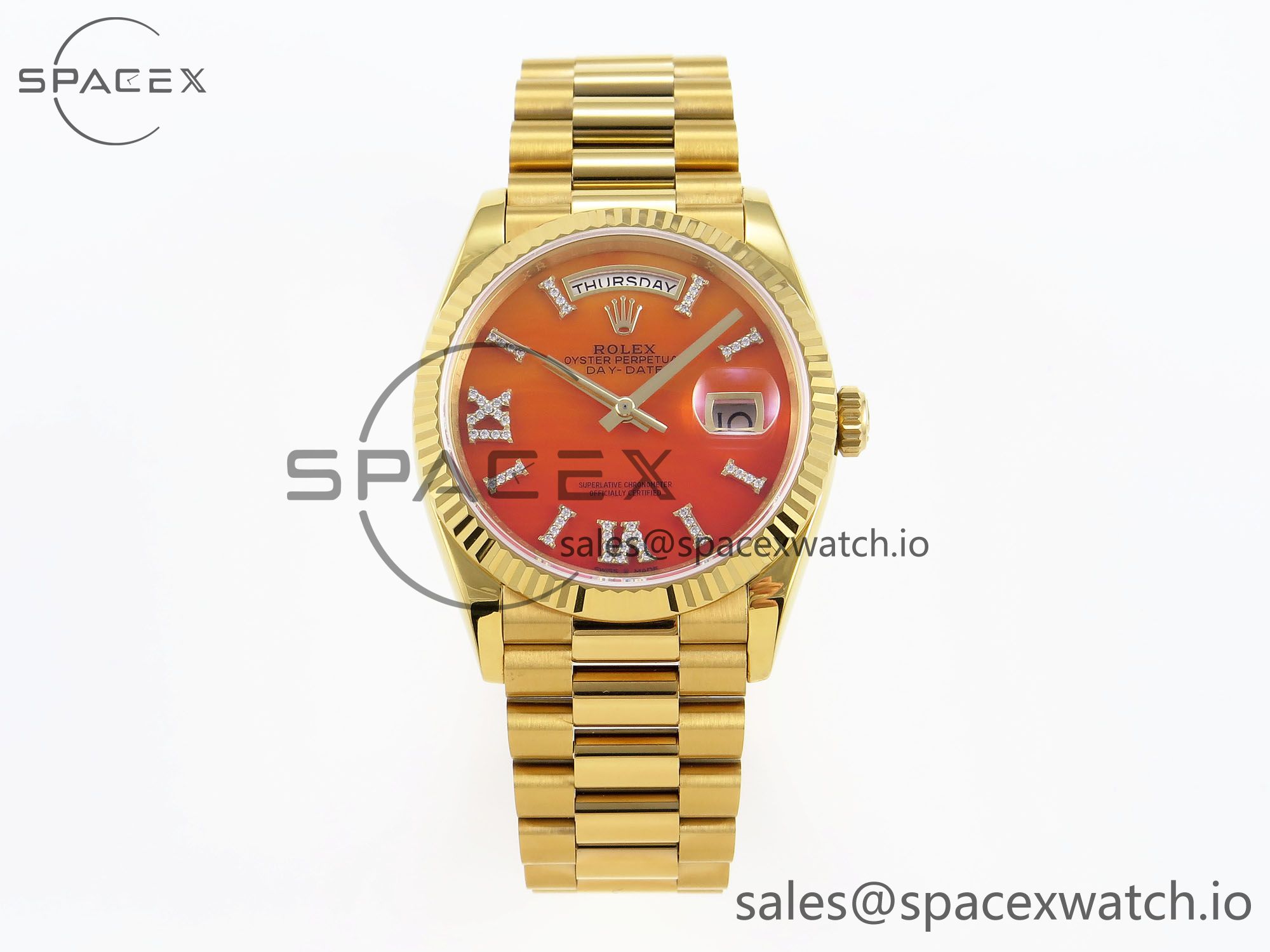IMG_0024 Rolex DayDate 36mm YG/YG Pres Orange Gradient Dial RAF A2834 - Image 1